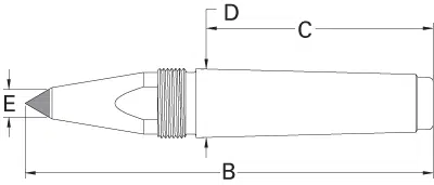 Royal CNC Threaded Dead Center Carbide-Tipped Point Sizing Schematic