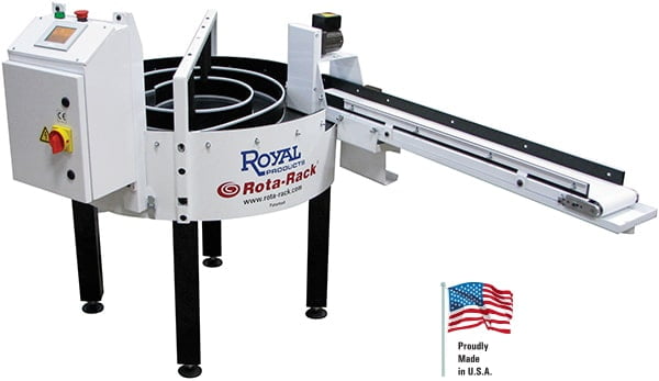 Heavy-Duty Rota-Rack™ Accumulator with Conveyor Belt
